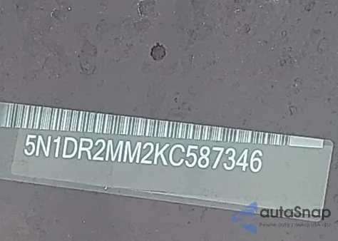 2019 Nissan Pathfinder Sv z USA, uszkodzony, nr VIN 5N1DR2MM2KC587346